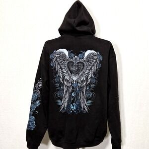 Hot Leathers Hoodie Black Full Zip Sweatshirt Size 2XL Mens Graphic Drawstring‎